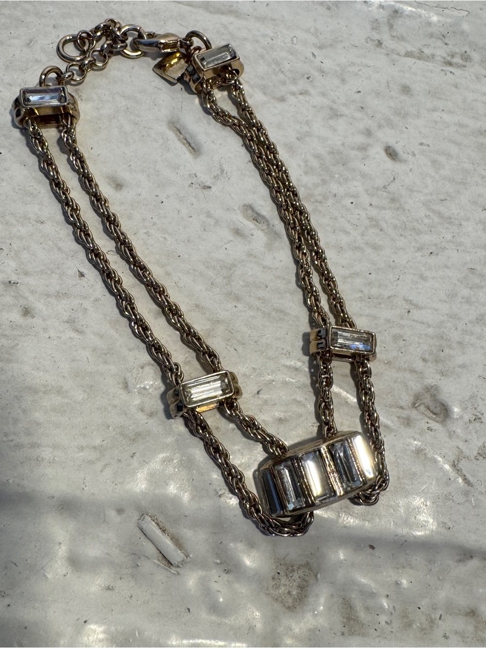Banana Republic Gold-Tone Crystal Baguette Rope Chain Bracelet